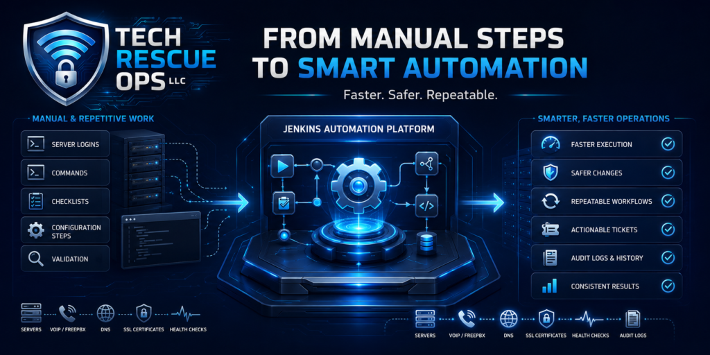 Jenkins automation platform transforming manual IT work into safer repeatable operations