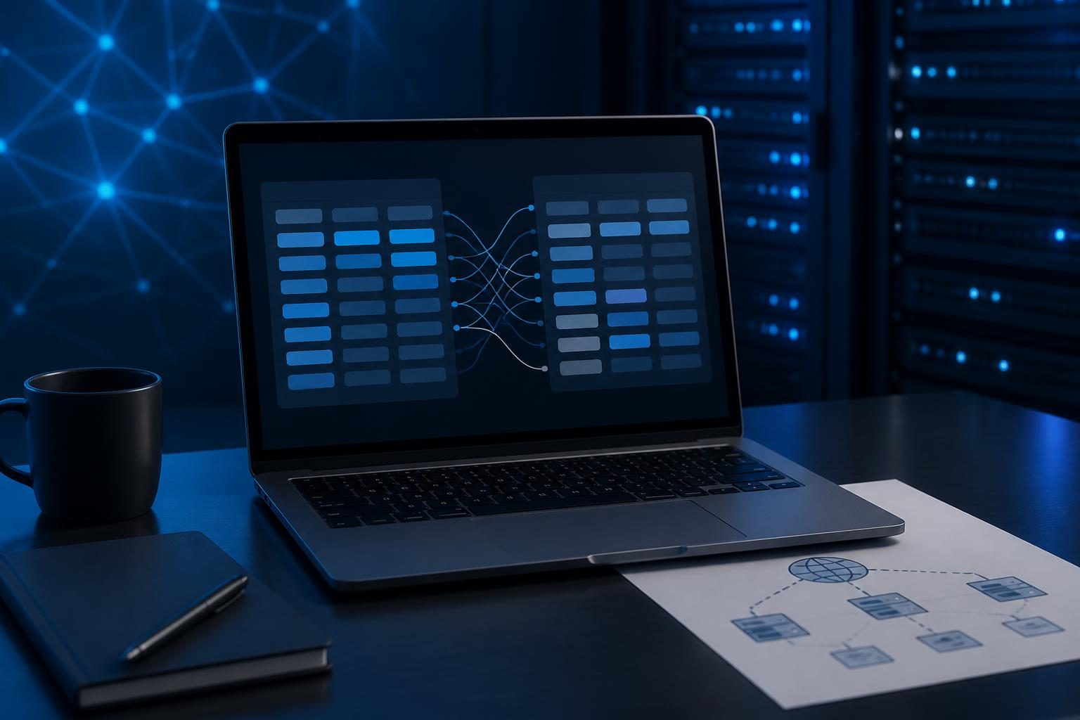 Technician reviewing how to find conflicting DNS records for a domain on a laptop