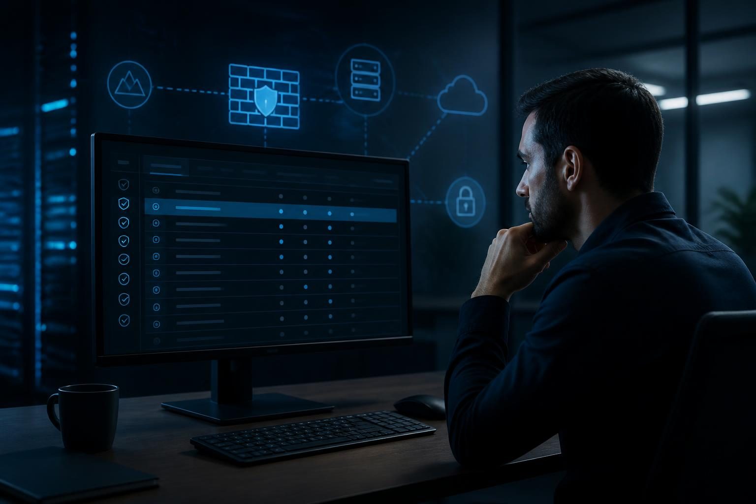 Firewall rule order troubleshooting shown on a network security policy dashboard