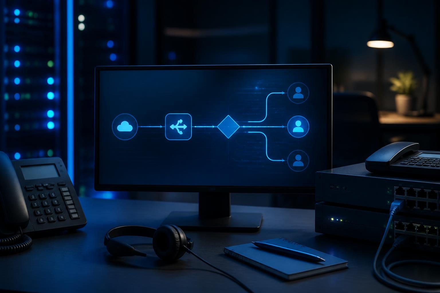 Technician tracing FreePBX IVR calls not working through a business phone system call flow