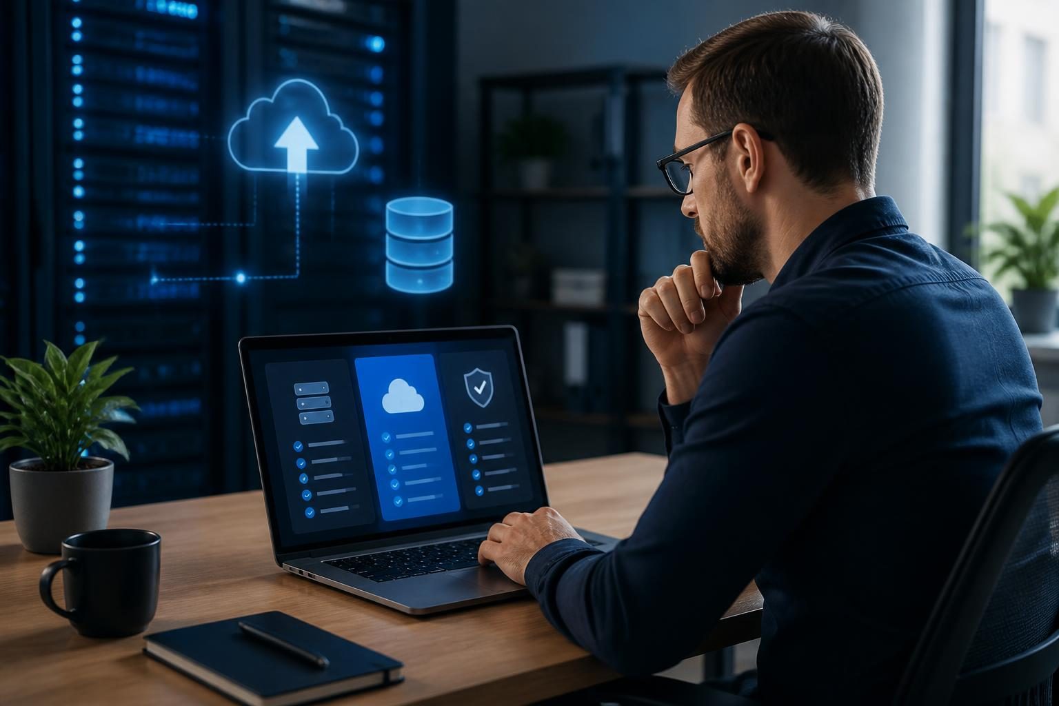 Business owner reviewing managed WordPress hosting requirements for small business websites