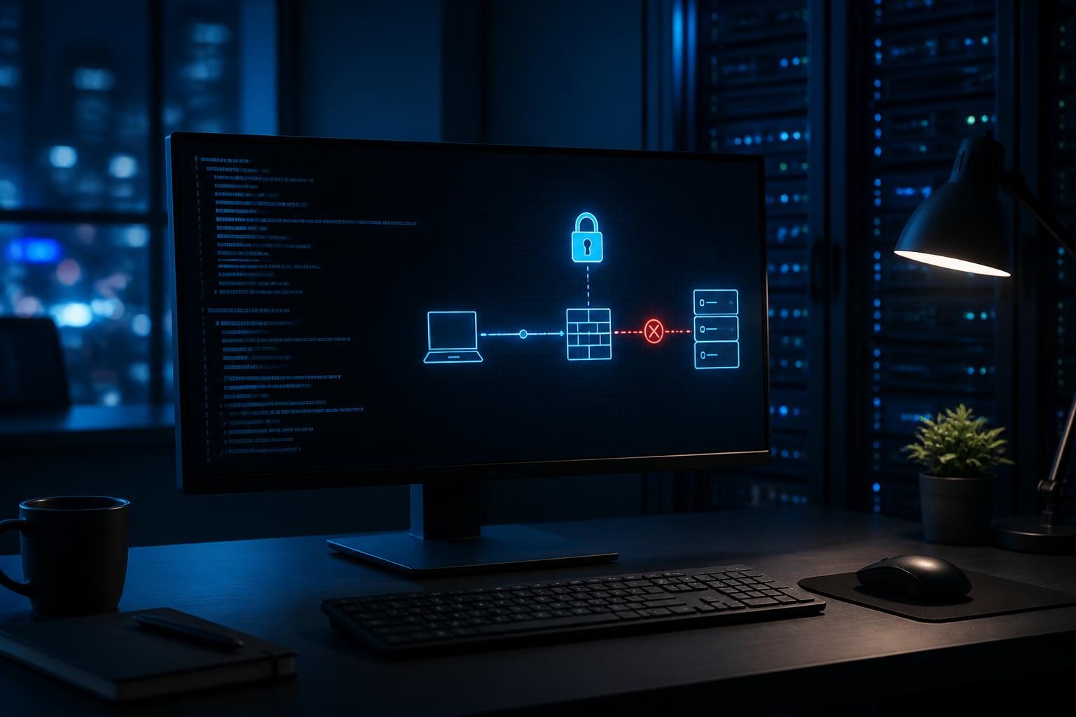 SSH connection refused Linux server troubleshooting shown on a secure server administration workstation