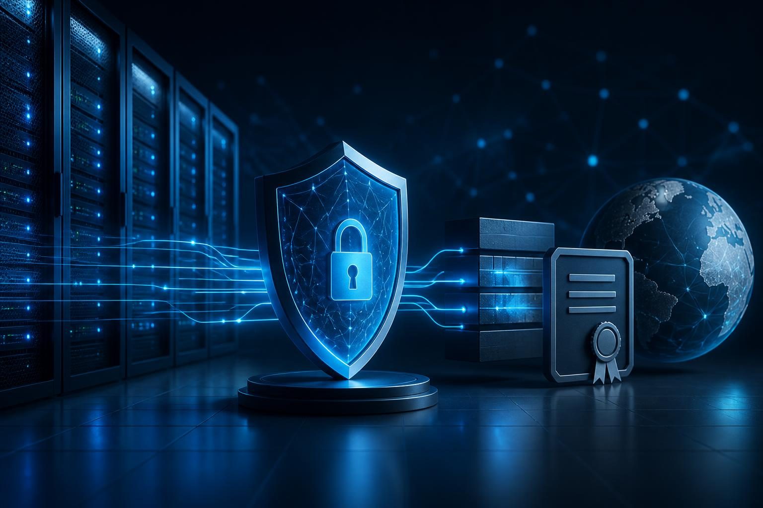 TLS handshake failed troubleshooting website shown as layered HTTPS connection diagnostics between a browser, proxy, and web server