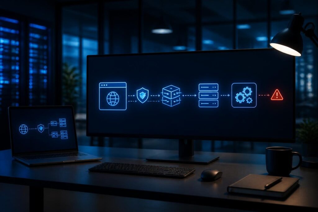 502 Bad Gateway website troubleshooting across a browser proxy web server and application process