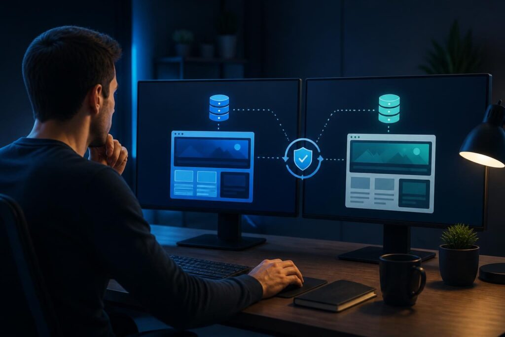 create WordPress staging site safely using separate staging and production screens