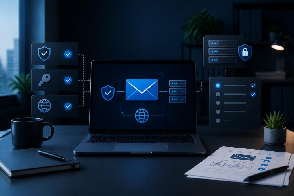 Custom domain transactional email setup with secure DNS authentication and staged delivery testing