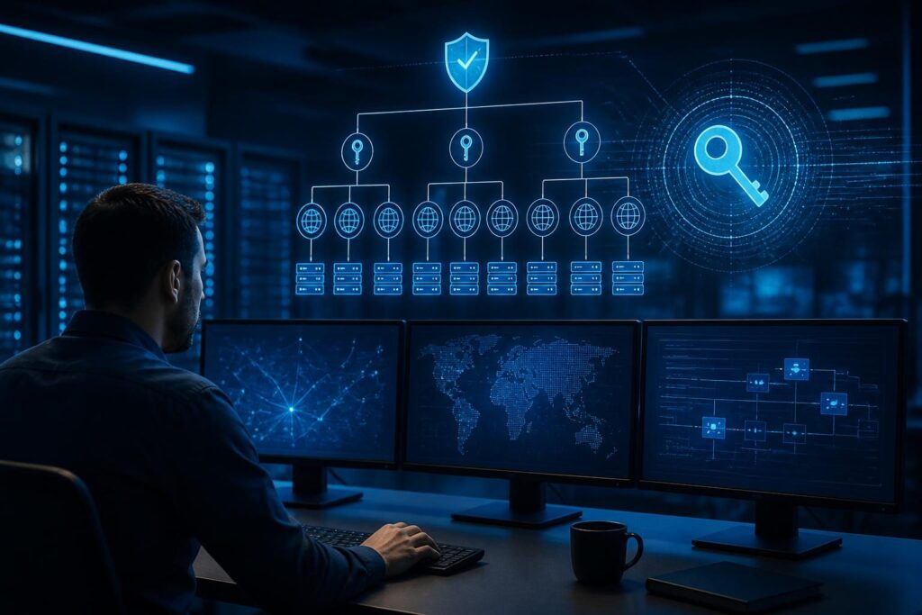 DNSSEC validation failure troubleshooting shown on a network operations workstation