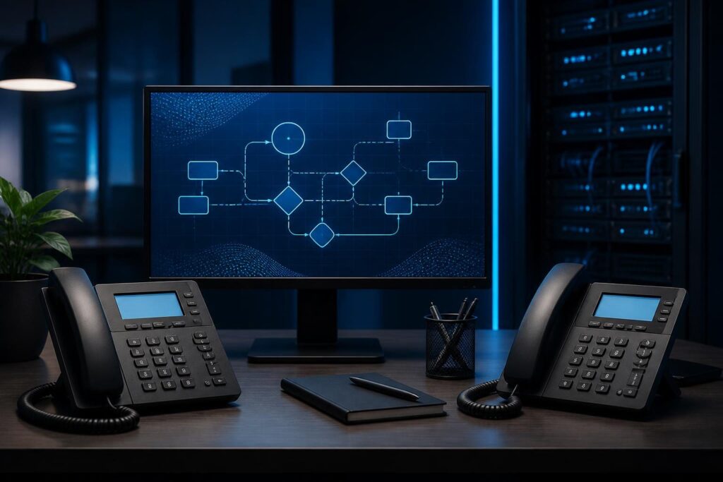 FreePBX internal extension calls fail dialplan checks shown on a business VoIP support workstation