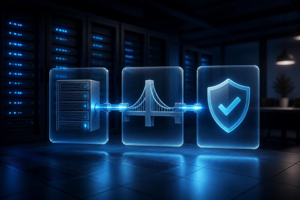 Incomplete SSL certificate chain troubleshooting shown as a server certificate linked through an intermediate trust layer
