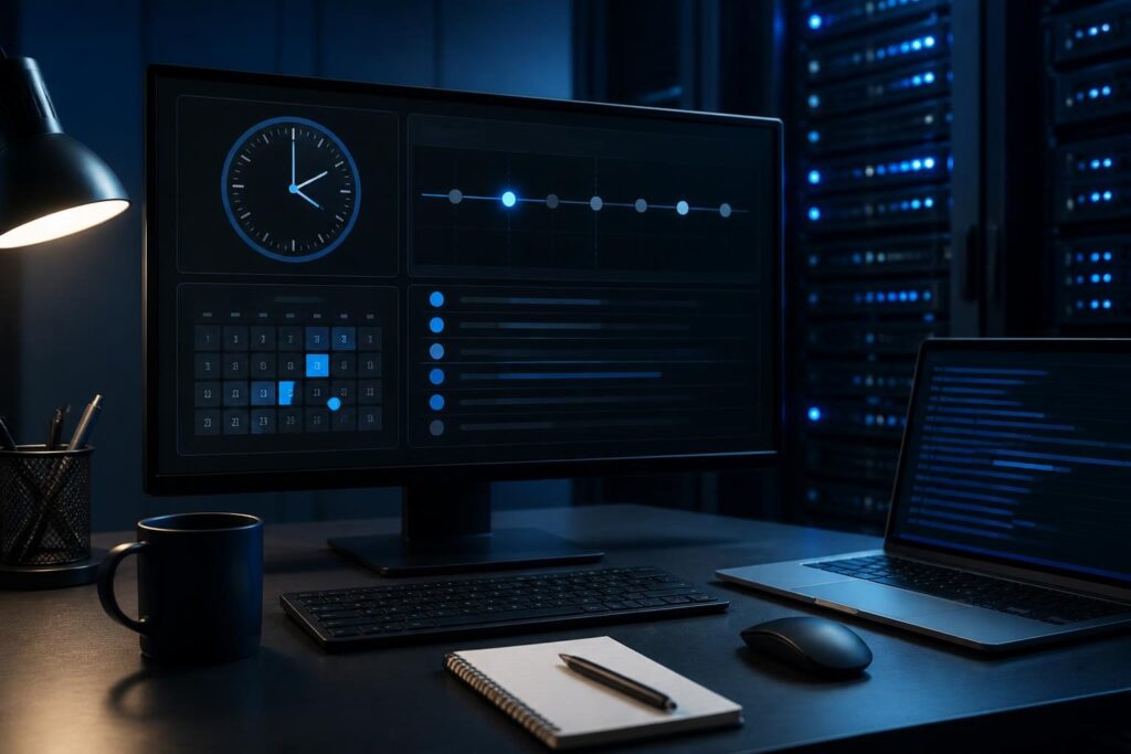 Linux cron job runs manually but not scheduled troubleshooting shown on a server administration workstation