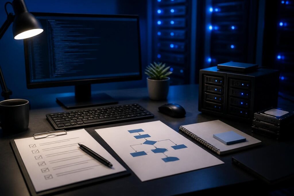 Linux server patch maintenance rollback plan shown on a practical server administration checklist