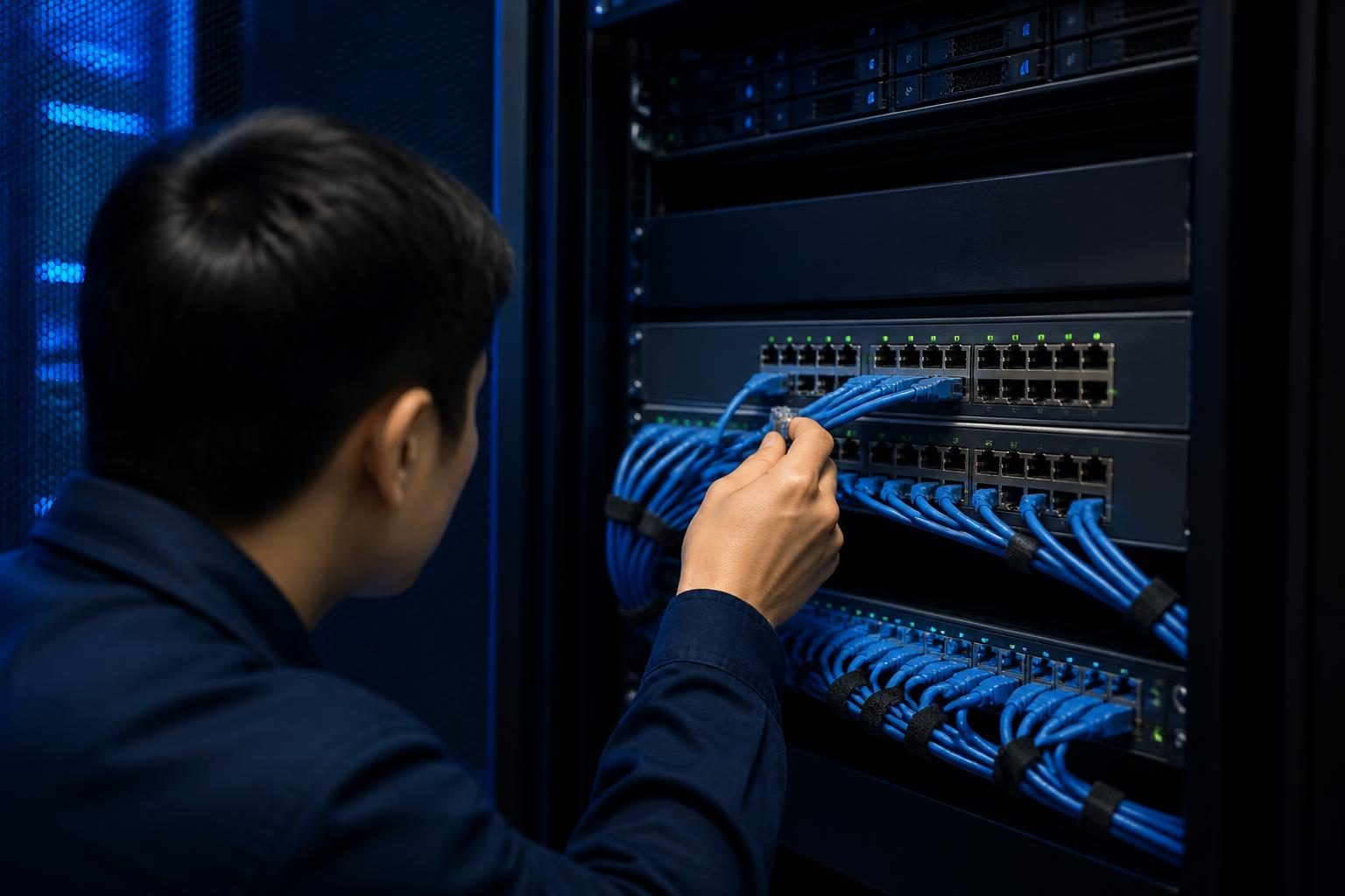 Network switch port not working troubleshooting with link lights and Ethernet cables