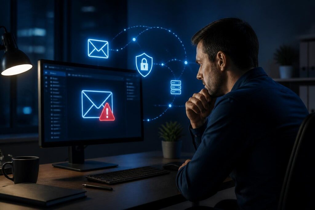 SMTP authentication failed email client error being reviewed during business email troubleshooting