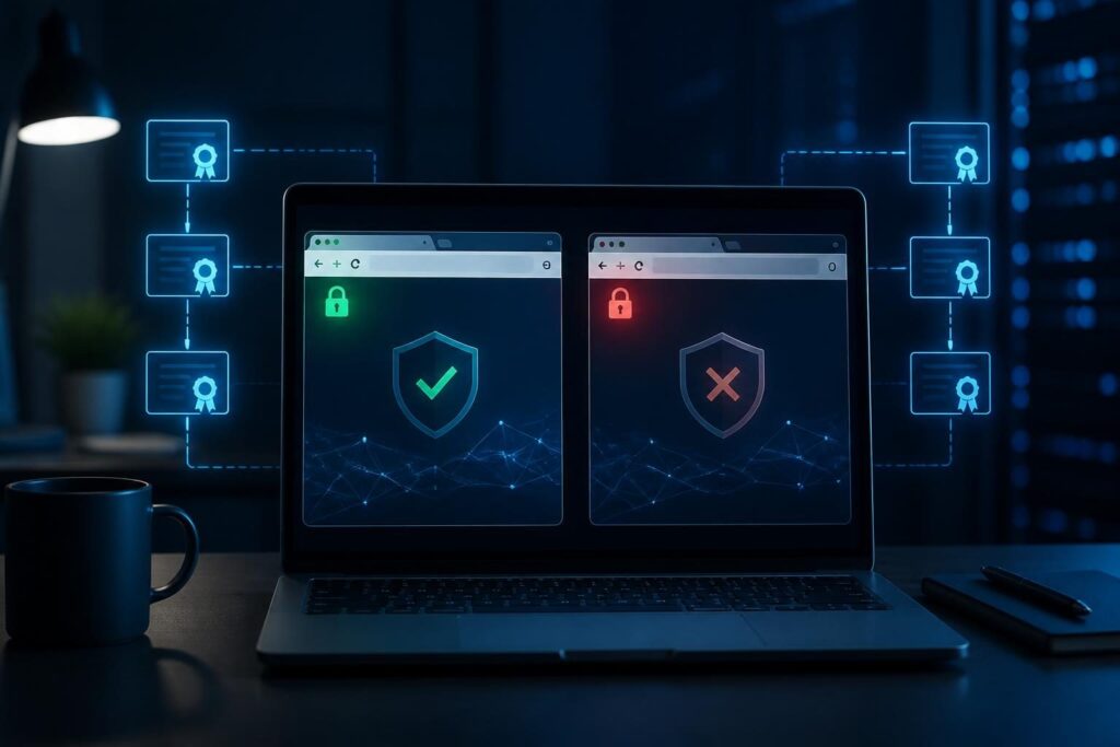 SSL certificate works in one browser but not another during a secure website compatibility test