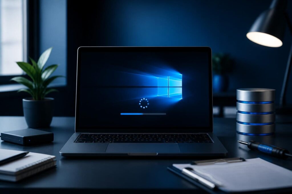Windows update installation failure troubleshooting on a business laptop