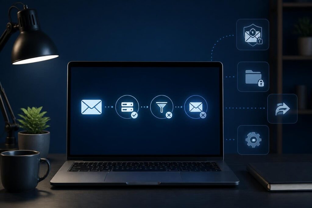 Email sent but recipient never received message troubleshooting shown as a business email delivery tracking workflow