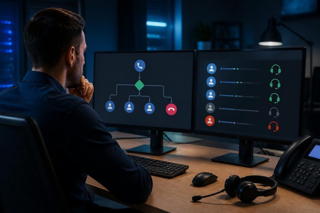 FreePBX queue agents not ringing troubleshooting on a business VoIP support dashboard