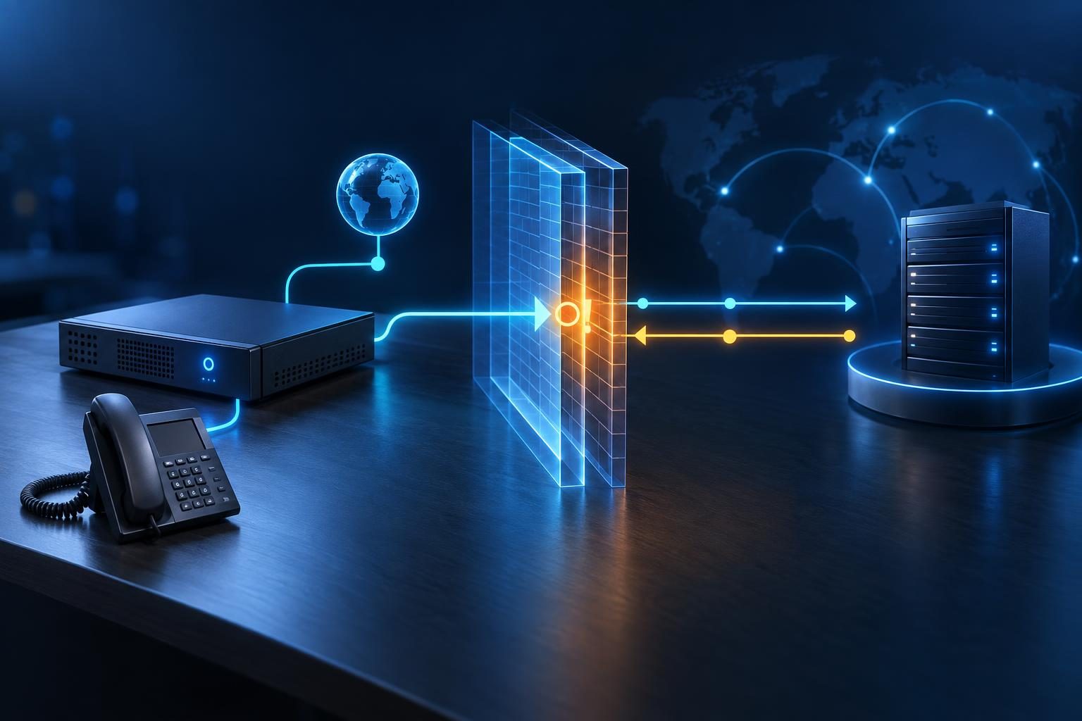 FreePBX trunk registration diagnostic path through DNS, a NAT firewall, and the provider registrar.