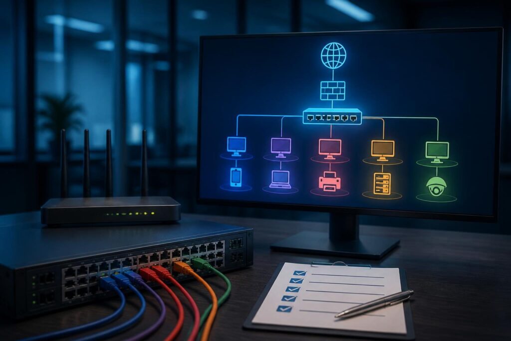 Inter VLAN routing not working troubleshooting diagram with switches, gateways, and VLAN segments