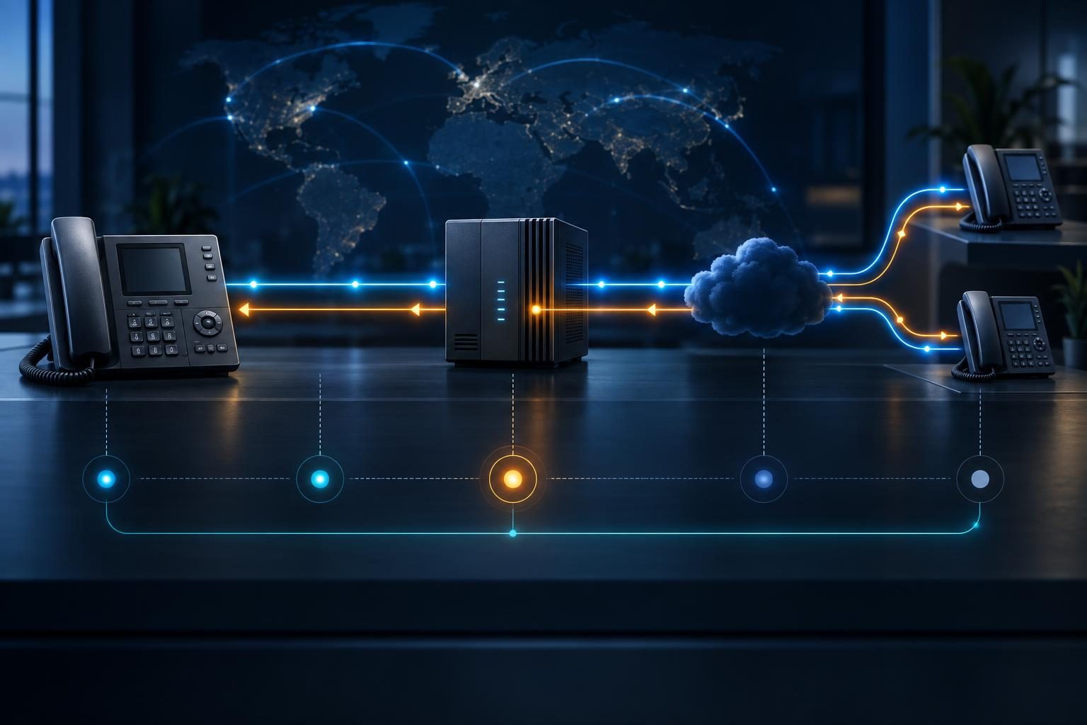 SIP error codes traced across phone, PBX, and provider call legs to identify where a failure response originated.