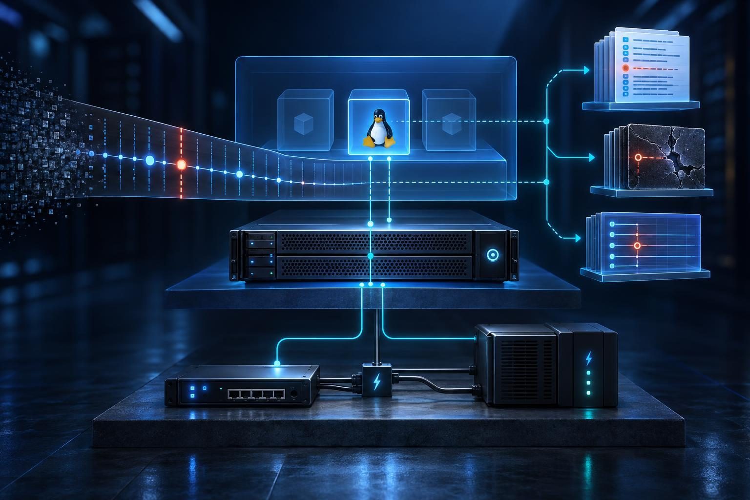 Linux reboot evidence preserved from previous-boot journals, kernel records, hypervisor events, and power history.